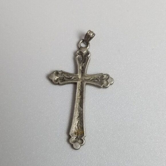 Vintage Sterling Silver Cross Pendant, Signed, Religious, Estate, Charm - Picture 10 of 10